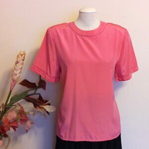 VTG Braemar by Jeremy Scott Crew Neck Blouse Pink Short Sleeve Summer Womens Top